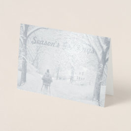 Con Relieve Metalizado Tarjeta de felicitaciones de la temporada de Woods