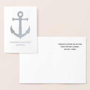 Con Relieve Metalizado Tarjeta de felicitaciones de licencia de Captains