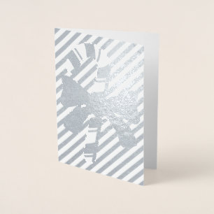 Con Relieve Metalizado Tarjeta de Feliz Navidad en Blanco