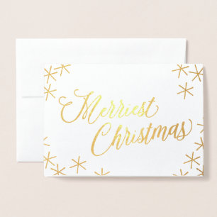 Con Relieve Metalizado Tarjeta de Feliz Navidad Estrellas de Papel de Oro