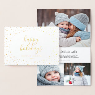 Con Relieve Metalizado Tarjeta de fotos de Felices Fiestas Estrellas de