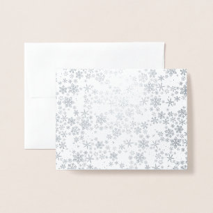 Con Relieve Metalizado Tarjeta de invierno Silver Snowflake