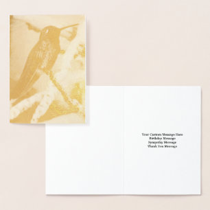 Con Relieve Metalizado Tarjeta de mensaje de Hummingbird Personalizado