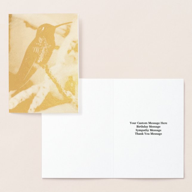 Con Relieve Metalizado Tarjeta de mensaje de Hummingbird Personalizado (Demostración)