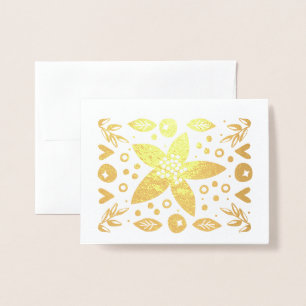 Con Relieve Metalizado Tarjeta de Navidad de Flor de Nochebuena Bonita co