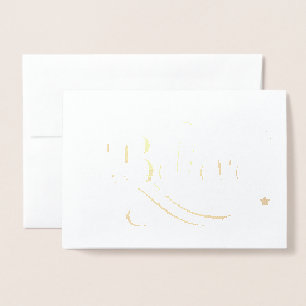 Con Relieve Metalizado Tarjeta de Navidad de papel de plata u oro Believe