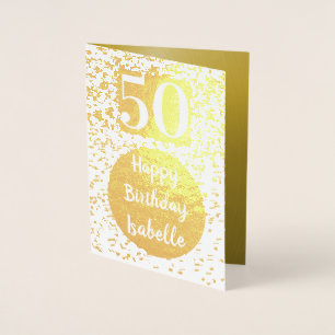 Con Relieve Metalizado Tarjeta de oro de 50 años personalizada