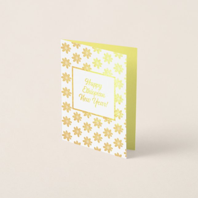 Con Relieve Metalizado Tarjeta de papel de aluminio para el año nuevo etí (Anverso)