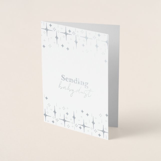 Con Relieve Metalizado Tarjeta de polvo para bebé Deseos de fertilidad Re (Anverso)