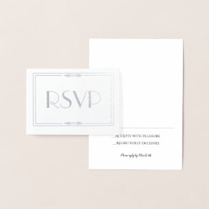 Con Relieve Metalizado Tarjeta de respuesta de boda de papel de plata