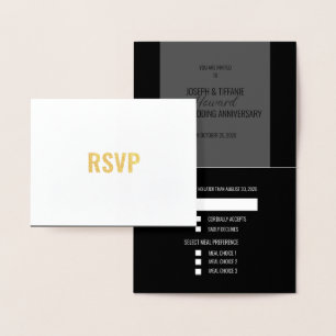 Con Relieve Metalizado Tarjeta de respuesta RSVP al aniversario del boda
