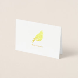 Con Relieve Metalizado Tarjeta Doble de Navidad Partridge Merry Christmas