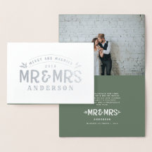 Tarjeta fotográfica para bodas de navidades casado