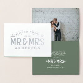 Con Relieve Metalizado Tarjeta fotográfica para bodas de navidades casado