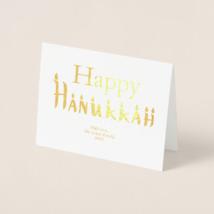 Con Relieve Metalizado Tarjeta Hanukkah Festín familiar Festín de la Bien