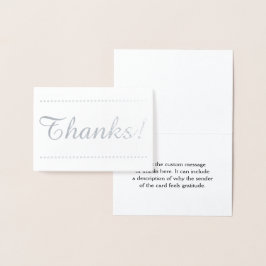 Con Relieve Metalizado Tarjeta personalizable de papel de plata "¡Gracias