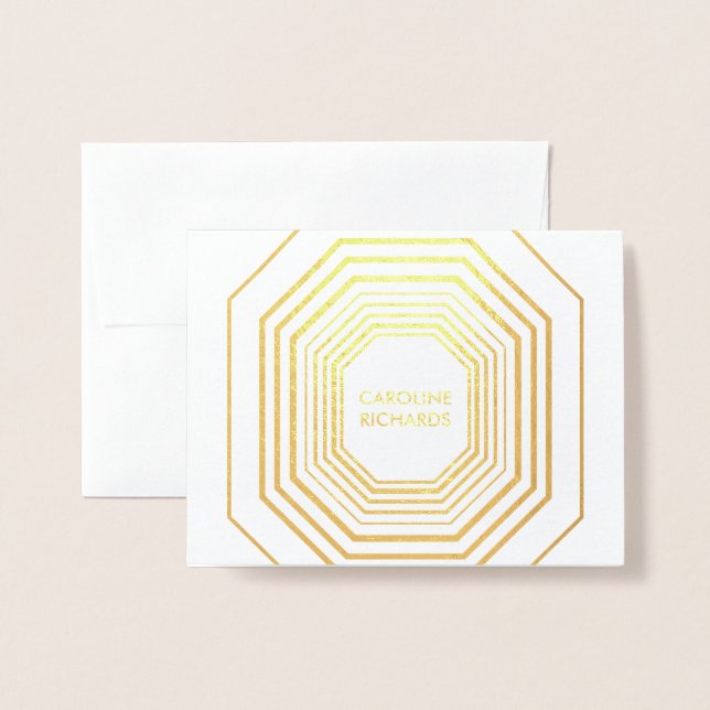 Con Relieve Metalizado Tarjeta plegada personalizada Glam Deco (Anverso con sobre)