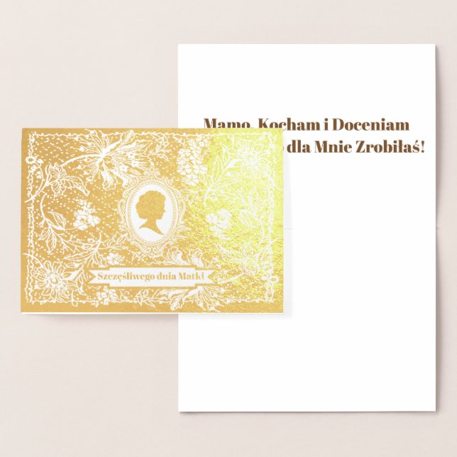 Con Relieve Metalizado Tarjeta Szczęśliwego Dnia Matki - Karta (Demostración)