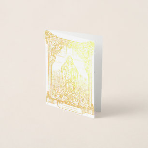 Con Relieve Metalizado Tarjeta Virgin Mary de Bendición