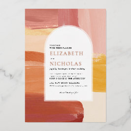 Con Relieve Metalizado Terracotta Sunrise | Invitación a Boho Wedding