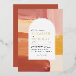 Con Relieve Metalizado Terracotta Sunrise | Invitación de Boda Boho