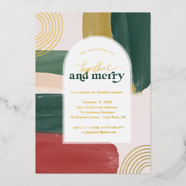 Con Relieve Metalizado Together & Merry | Invitación moderna para fiesta
