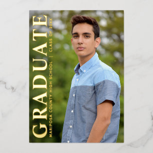 Con Relieve Metalizado Una foto clase simple de Invitación de graduación