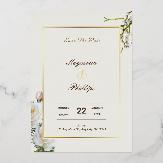 CON RELIEVE METALIZADO UNA INVITACIÓN DE BODAS DIGITAL DE LUJO (Anverso)