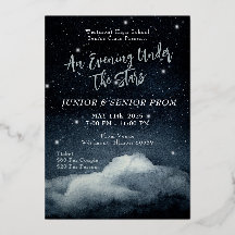 Una invitación de foil para el baile de graduación