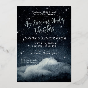 Con Relieve Metalizado Una invitación de foil para el baile de graduación