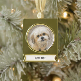 Con Rótulo Dorado Adorno de Banner de Navidad Bear the Malshi