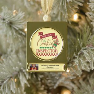 Con Rótulo Dorado Adorno de Navidad Personalizado - Inspector de Gal