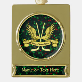 Con Rótulo Dorado Hockey que clasifica gana adorno de feriado Person