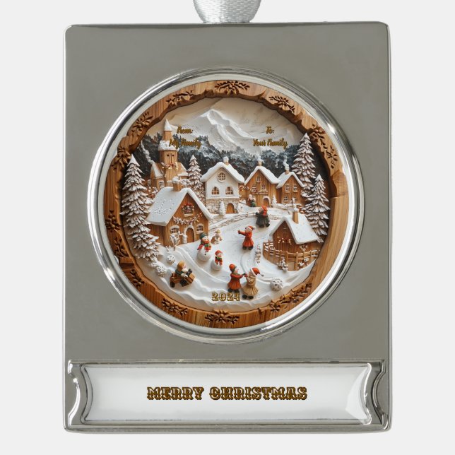 Con Rótulo Plateado Adorno de banderín (Anverso)