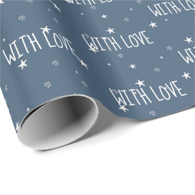 Con texto de amor Estrellas blancas envolver papel (Esquina del rollo)