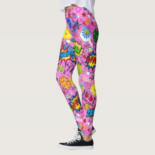 😍 Con texto mezclado pickleball rosado Leggings