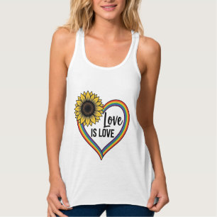 Con Tirantes Amor Es Amor Girasol Corazón Camiseta Vintage Vect