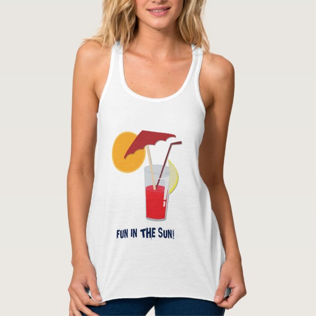 Con Tirantes Bebidas de sol y verano camiseta de playa divertid (Anverso)