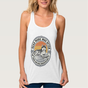 Con Tirantes Camiseta de amante de libros de perro Grabado vint