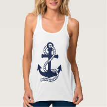 Camiseta de ancla azul marino y blanca