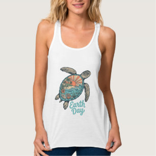 Con Tirantes Camiseta de diseño de grabado vintage de tortuga m
