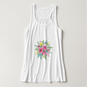 Con Tirantes Camiseta de flor silvestre acuarela de las mujeres