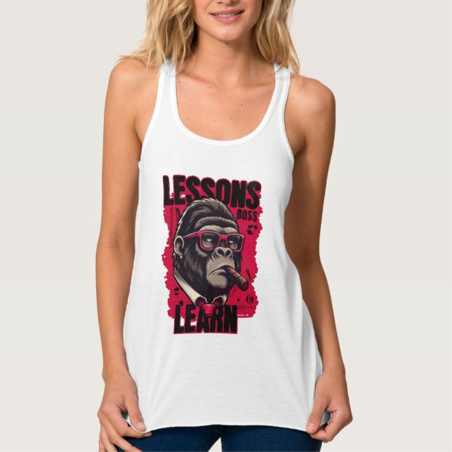 Con Tirantes Camiseta de tanque de lecciones de jefe de gorila  (Anverso)