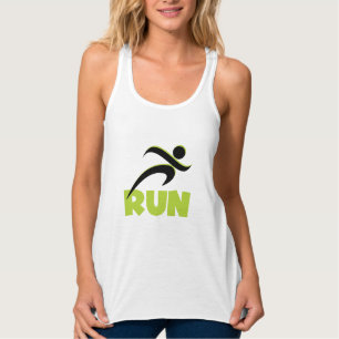 Con Tirantes Camiseta de texto verde de primavera de ejecución 