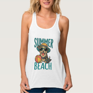 Con Tirantes Camiseta Diseño Perro Gafas Vintage Playa Verano_1