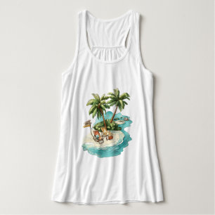 Con Tirantes Camiseta gráfica de paraíso de isla tropical – Rel