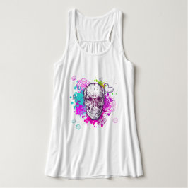 Con Tirantes Camiseta sin Mangas de Calavera y Rosas