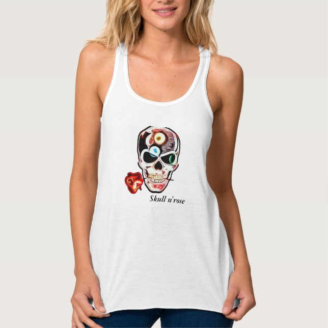 Con Tirantes Camiseta Skull n'rosa (Anverso)