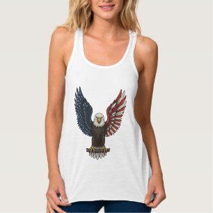 Con Tirantes Camiseta vectorial águila patriótica vintage_1