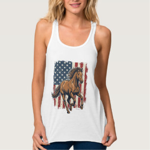 Con Tirantes Camiseta Vectorial de Caballo Patriótico Vintage D